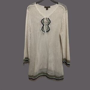 Tommy Bahama Open Knit Linen Blend Beachy Boho Coastal Resort Cover Up Top XL